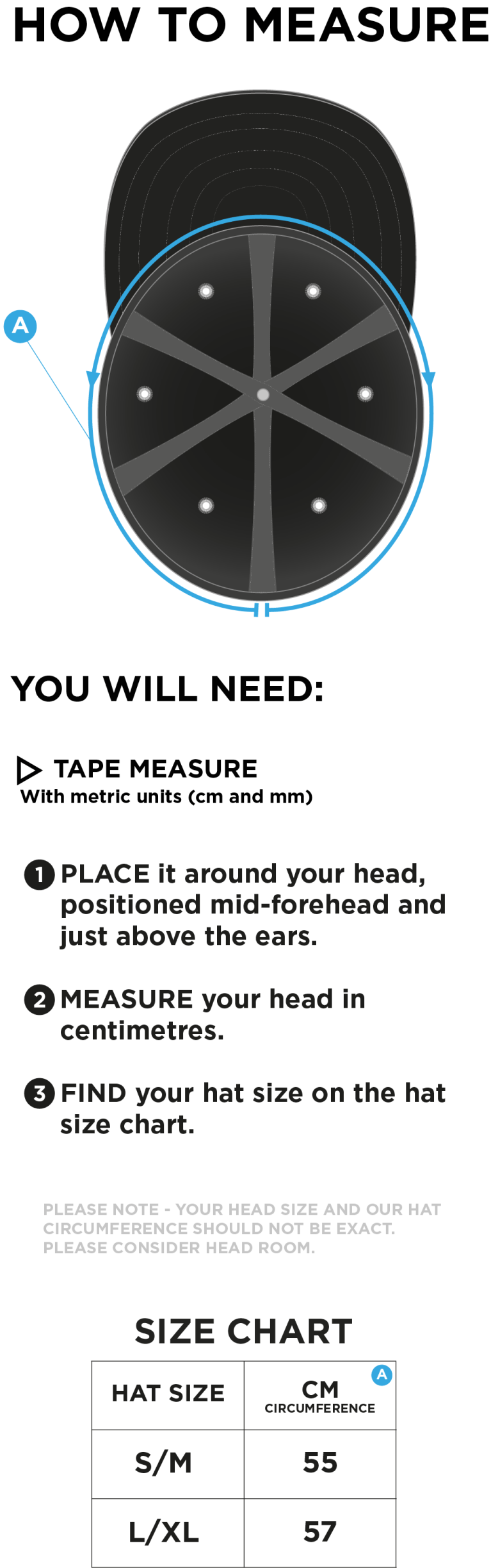 North Middlesex CC - Fuse Flexi Cap - Maroon - Size Guide