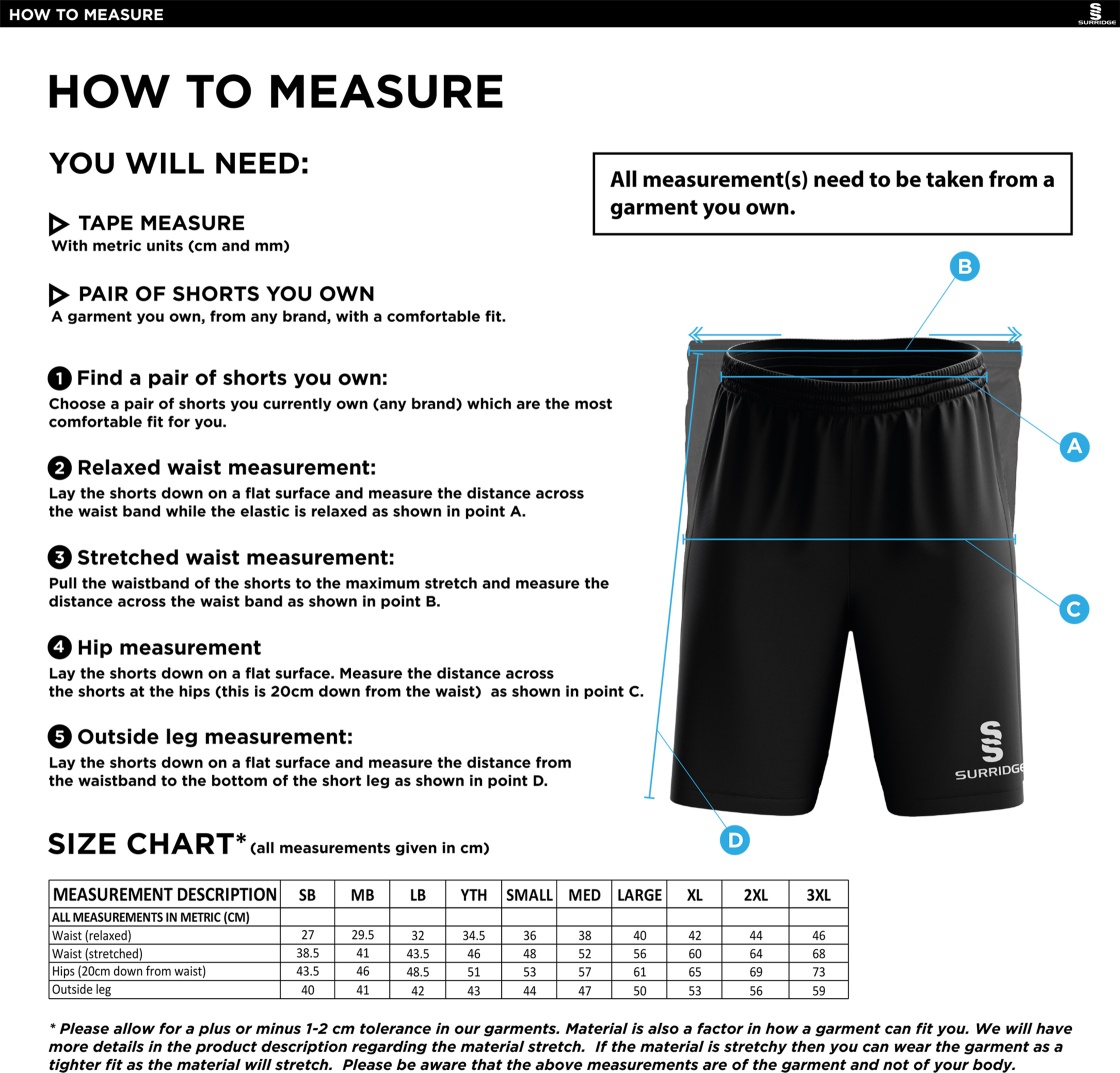 North Middlesex CC - Blade Shorts - Size Guide